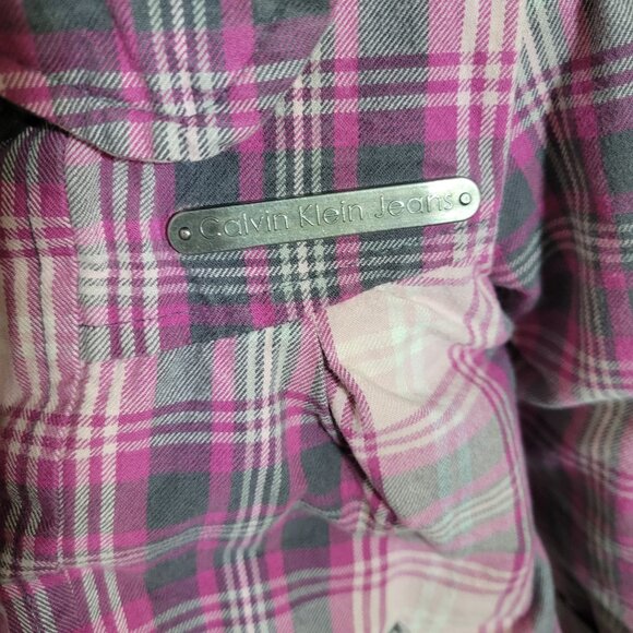 Calvin Klein Jeans Pink Plaid Flannel Kid's Toddler Jacket, Size 3T - Picture 4 of 7